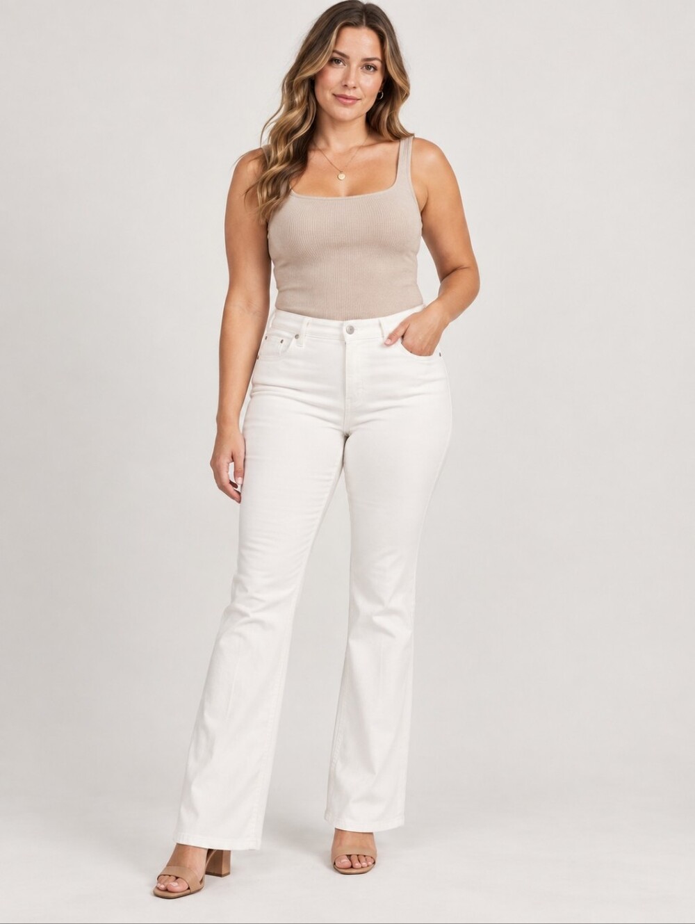 ❤️ ANN TAYLOR HIGH RISE SLIM BOOT BOOTCUT CURVY FIT JEANS, WHITE. 14 (32)